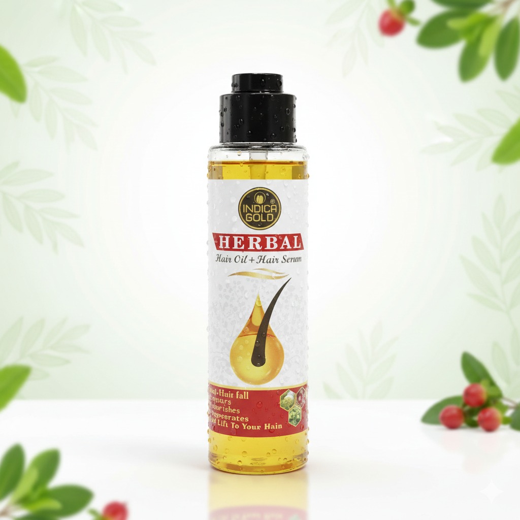 Indica Gold Herbal Hair Oil & Hair Serum for Anti Hair Fall and Hair Nourishment
